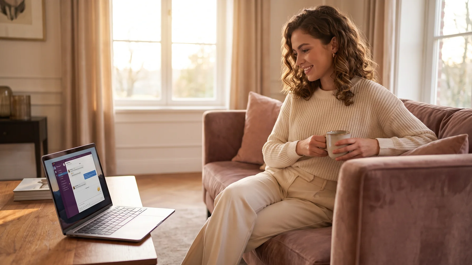 A creator relaxing while a laptop auto-sends friendly messages — how to automate fan messages