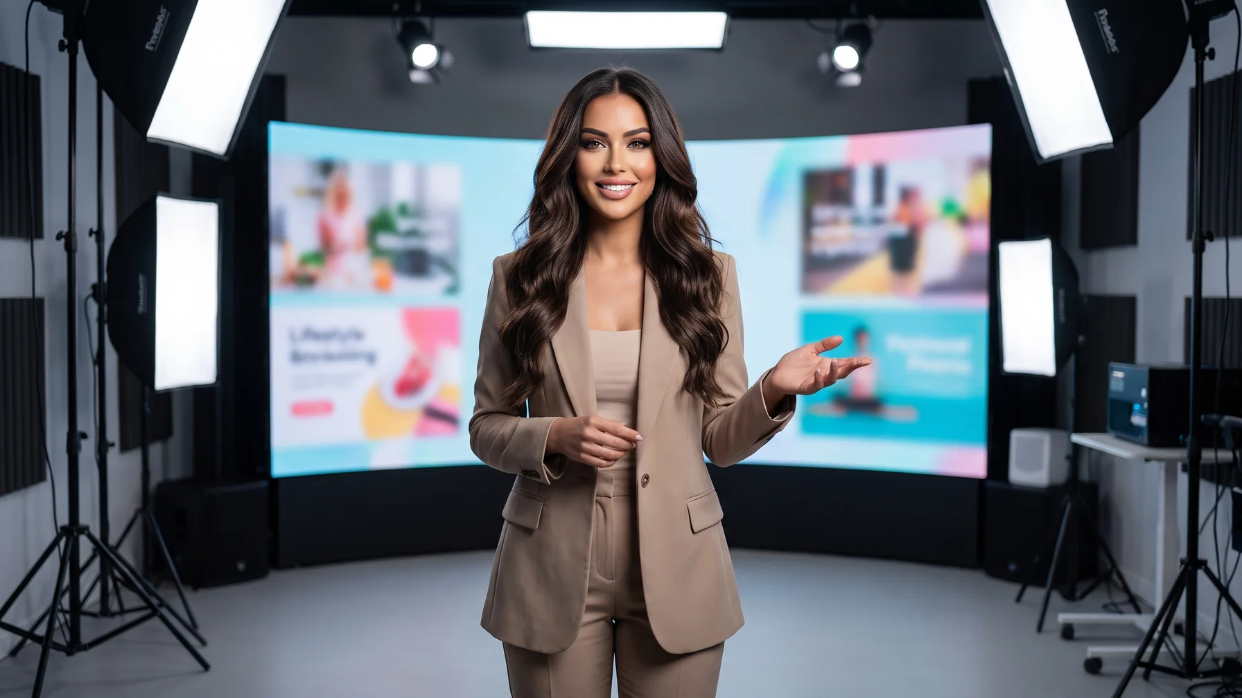 A creator in front of a broadcast-style channel screen — OnlyFans creators running Telegram side channels